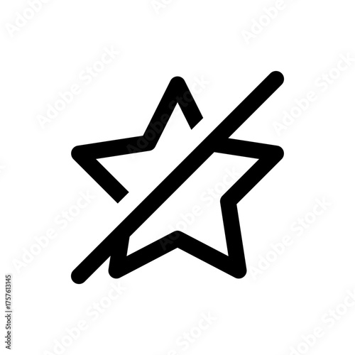 A simple illustration of a star shape with a line going through it diagonally in a minimalist style design