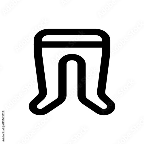 Illustration of a stylized tooth with rounded edges and a distinct root structure in solid black color