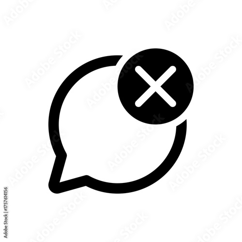 Black speech bubble with a black circle containing a white x indicating a message deletion or error icon