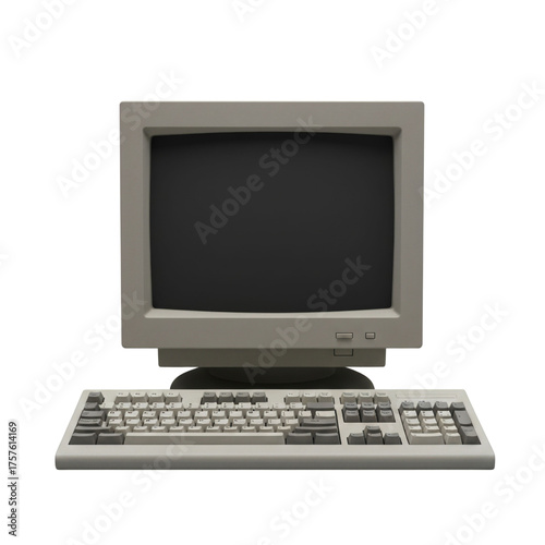 Canvastavla Retro beige crt computer monitor and keyboard set