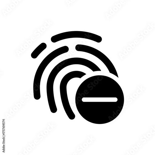 Fingerprint scan with a minus sign inside a circle indicating removal or deletion of biometric data security