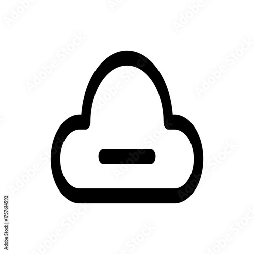 A simple black cloud icon with a horizontal line inside representing data removal or disconnection symbol