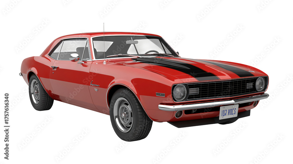 Obraz premium Capture the thrill with this stunning red vintage car, perfect for automotive enthusiasts and classic car lovers, ready for a drive down memory lane