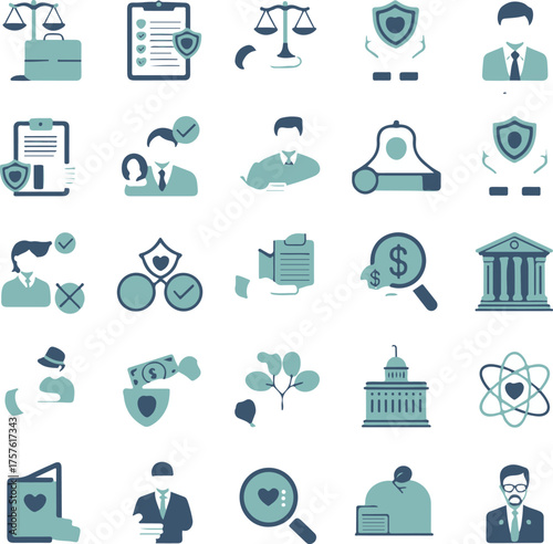 Business ethics line icon set. Editable outline corporate, fairness, integrity, loyalty, trust, equality, code of conduct, honesty, anti corruption etc. Vector symbol collection

