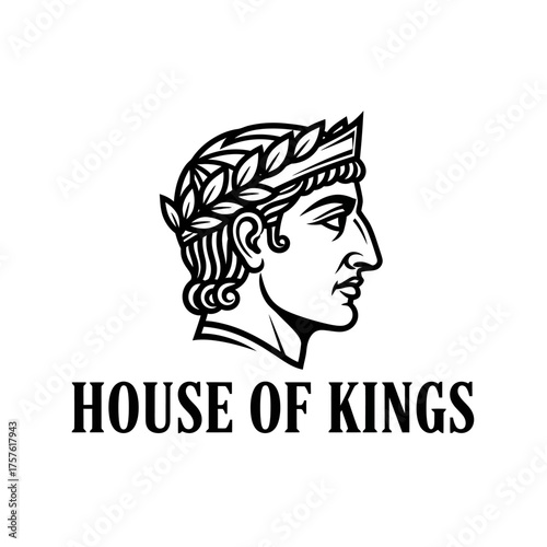 Elegant Logo Featuring a Roman Emperor Profile with Laurel Wreath.