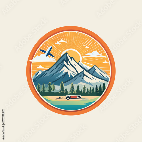 Retro Reise- und Abenteuerabzeichen ohne Schrift