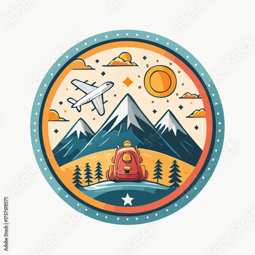 Retro Reise- und Abenteuerabzeichen ohne Schrift