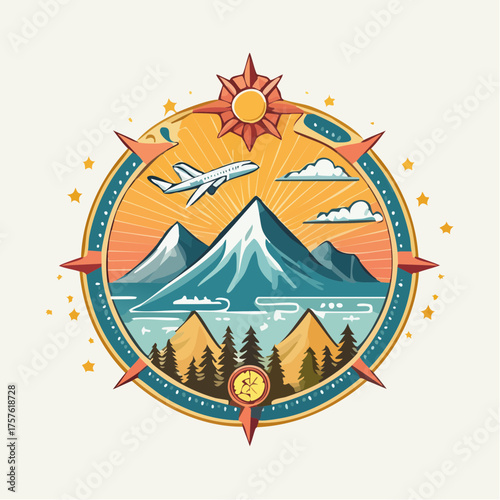 Retro Reise- und Abenteuerabzeichen ohne Schrift