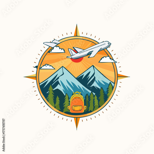 Retro Reise- und Abenteuerabzeichen ohne Schrift