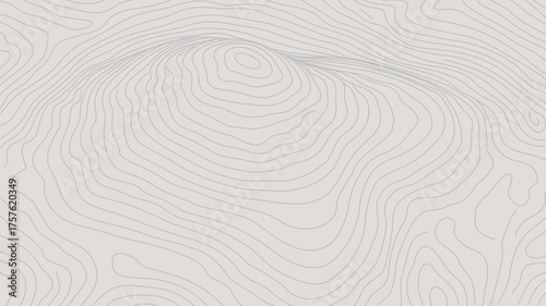 Abstract topographic map with contour lines showing elevation on a light gray background surface art design