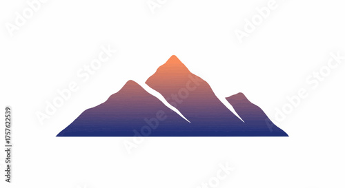 Illustration of three mountain peaks with a gradient from blue to orange on a white background