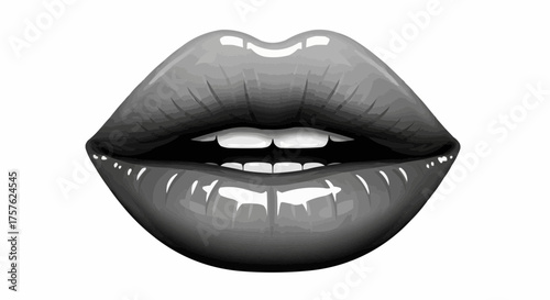 Sensual lips with glossy gray lipstick, perfect for fashion and beauty advertisements