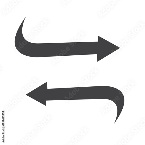 Two dark gray hand drawn arrows pointing in opposite directions on a white background