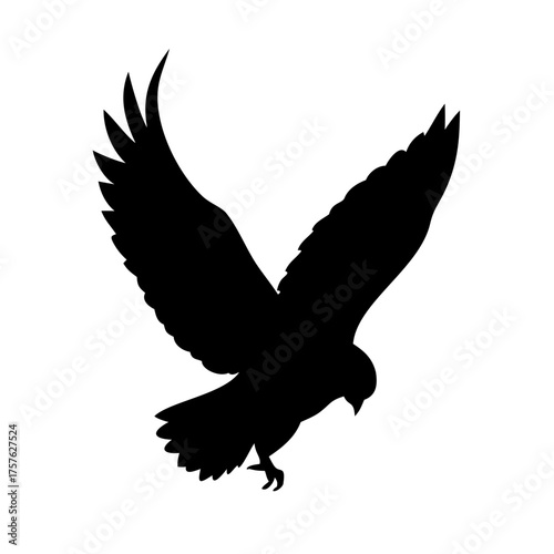 Vector art of silhouette of an owl in flight, capturing the essence of nocturnal wildlife and the beauty of birds in motion with its graceful wings and sharp talons