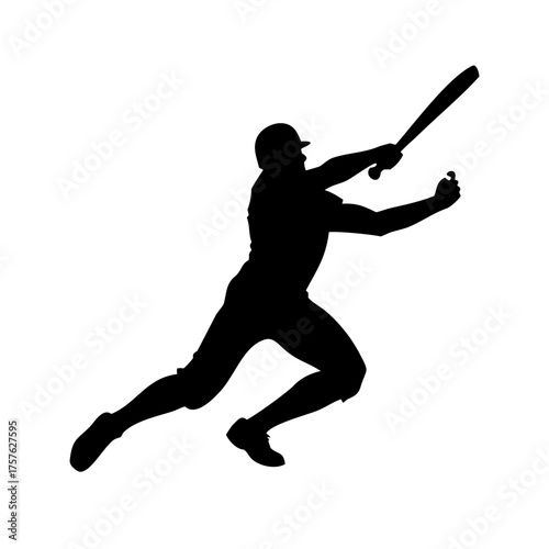 Vector art of silhouette of a baseball player swinging the bat the batter is in midswing, legs spread, and eyes focused on the ball, showcasing the power and athleticism of the sport