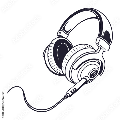 Vector art of a stylish illustration of a pair of headphones, , capturing the essence of music and audio enjoyment the design is sleek and modern, perfect for audiophiles