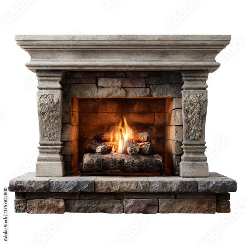 Warm and cozy fireplace scene with burning logs radiating comfort and ambiance