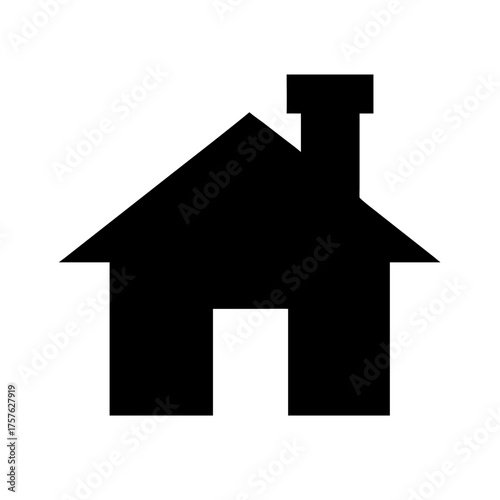 Vector art of a simple black house icon, representing home, real estate, or shelter, ideal for property listings, architectural designs, or familyrelated projects