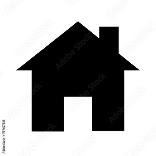 Vector art of a simple black house icon, representing home, real estate, or shelter, ideal for property listings, architectural designs, or familyrelated projects