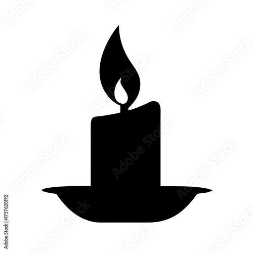 Illustration of a black silhouette of a candle, representing light, warmth, and ambiance for various applications, such as decoration, relaxation, or memorial