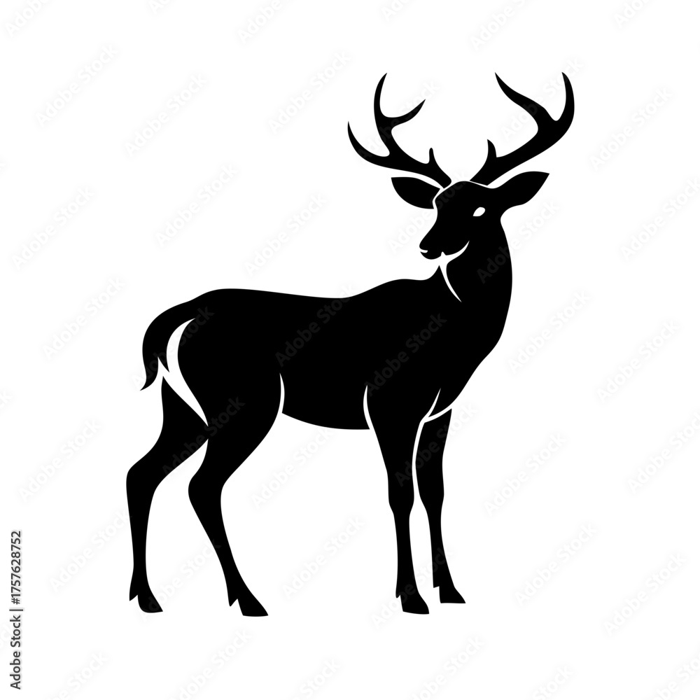Obraz premium Vector art of majestic deer, a symbol of wilderness and grace, perfect for adding a touch of natures beauty to any design or creative project