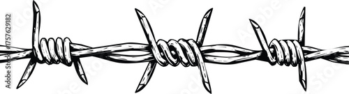 Vector art of barbed wire segment engraving art design