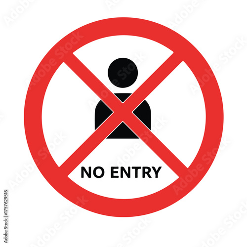 Prohibited Access Sign - No Entry Symbol with Text