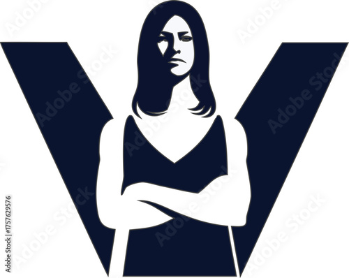 Graceful pensive woman silhouette vector, perfect for emotional themes, beauty projects, and elegant posters.