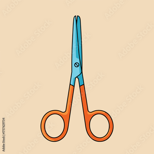 Vector illustration of surgical scissors, a medical instrument used for cutting, isolated on a neutral background