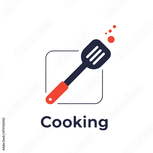 Culinary Utensil Logo A Spatula with Bubbles for Cooking and Food Service