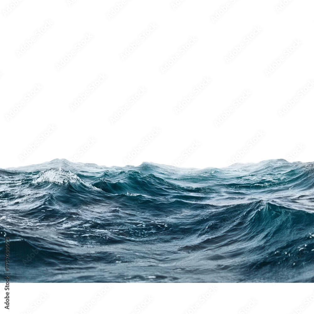 Fototapeta premium Dynamic ocean waves surface texture isolated dynamic marine water flow isolated blue green