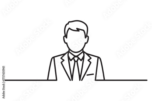 Businessman line icon. Man in tie. Occupation concept. Can be used for topics like top management, banking. one line Icon drawing. with white background