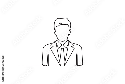 Businessman line icon. Man in tie. Occupation concept. Can be used for topics like top management, banking. one line Icon drawing. with white background