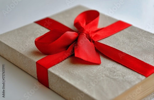 Gift Wrapped in Elegant Paper With a Red Ribbon for Special Occasion