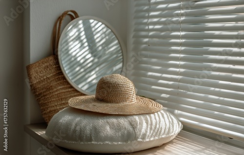 Natural Light and Woven Decor Create a Cozy Atmosphere in a Modern Interior S...