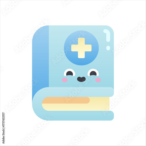 Cute Medical Handbook or Record Book Icon for Health Education