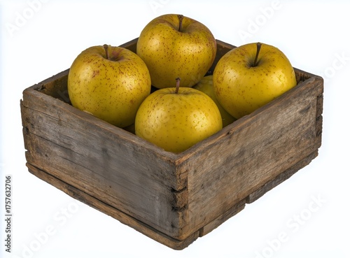 Fresh Green Apples Arranged Neatly in a Wooden Crate Ready for Sale at a Loca...