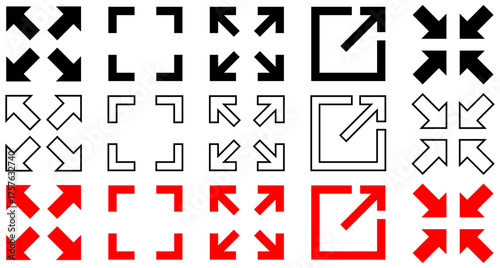 Full screen Icon logo design. Expand to full screen sign and symbol.