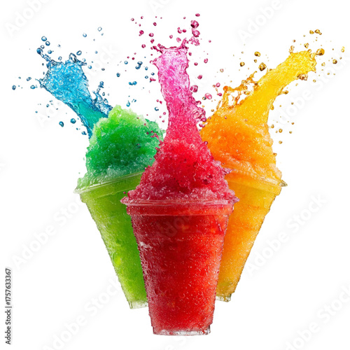 Vibrant slushies exploding with refreshing flavor and colorful splash
