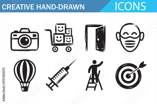 Expressive and Creative Hand-Drawn Icons for Design Projects