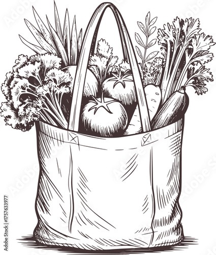 Tote bag overflowing with fresh produce fresh vegetables tomatoes