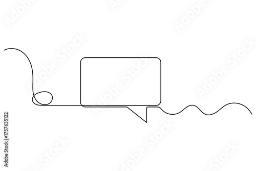 Speech bubble continuous one line drawing minimalist outline chat icon vector illustration