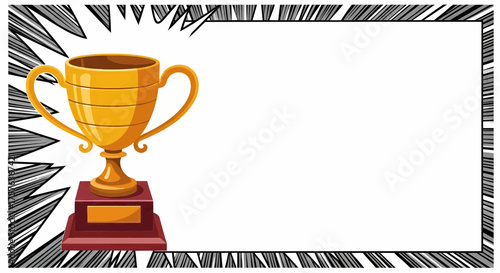 Champion illustration golden award trophy cup for a winner's victory on a pop art comic explosion frame