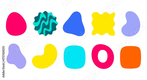 Dynamic and colorful abstract organic shapes, a versatile graphic design element set for modern digital art, playful branding, and creative projects