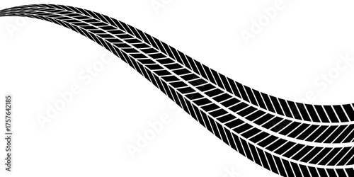 Tire tread marks, wheel textures, tire marks - car racing, motocross, drift, rally, off-road and others. Vector black isolated texture in grunge style with splashes.eps10