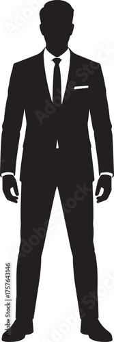 Silhouette of a Man in Formal Business Suit Isolated with Neutral Pose