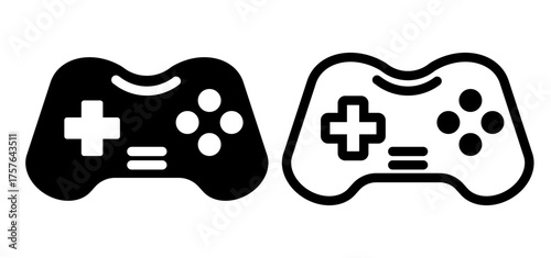 Vector icon Set of a game controller, depicting a traditional gaming console controller with buttons and joystick, ideal for gaming-related graphics.