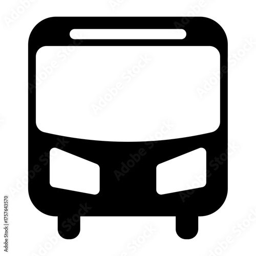 Vector illustration of a front view of a bus, designed with simple lines and shapes, ideal for transport and travel-themed graphics.