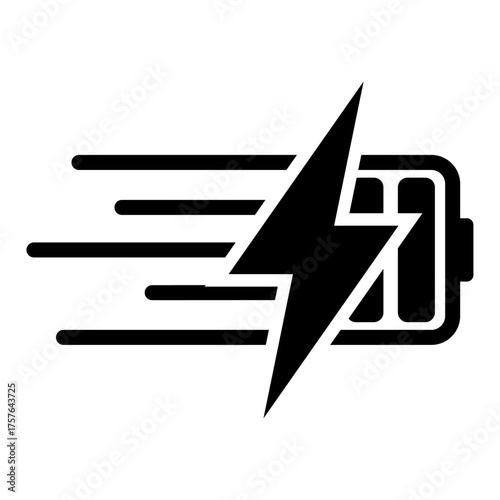 A dynamic fast charging battery icon with a lightning bolt, representing quick charge and energy boost, ideal for tech-related projects, battery optimization, and mobile devices.