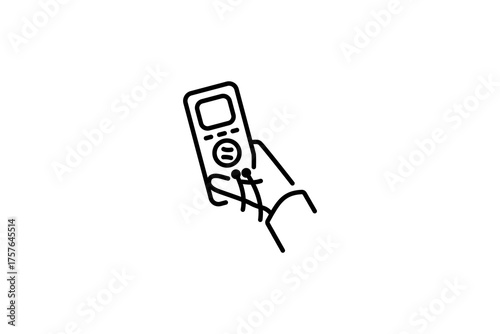 Electrician icon. hand holding digital multimeter. Vector illustration flat design. Isolated on white background.